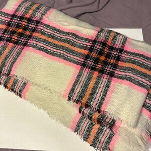 Pink and Orange Plaid Blanket Scarf Old Navy